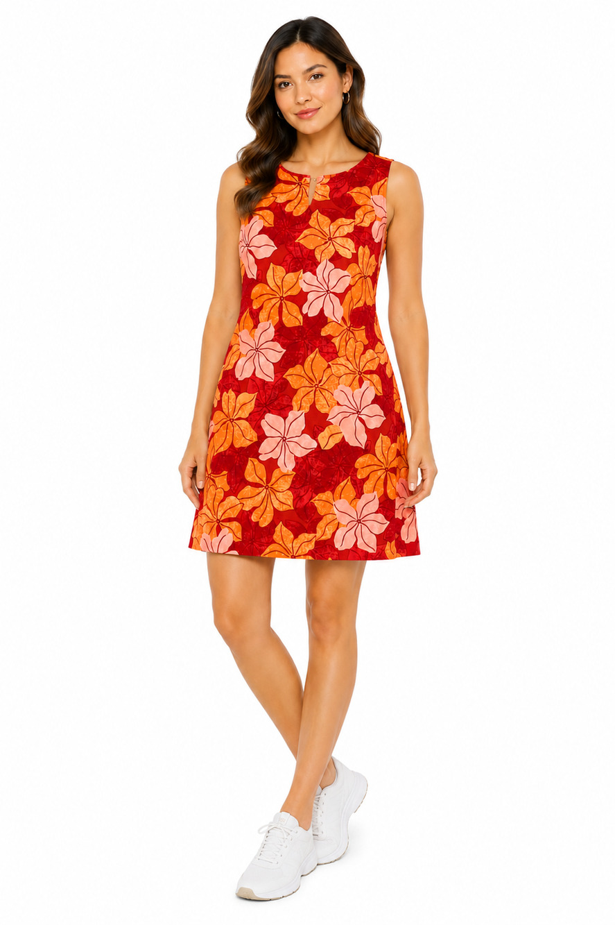 Vintage Tommy Bahama Silk Hawaiian Dress Sz 6 Orange Tropical Floral